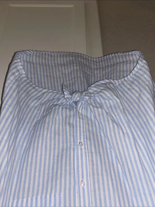 Blue & White Striped Tie-Front Button Shirt - Mi Ami - Francesca’s Size M - Image 3