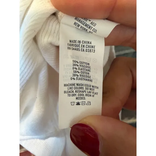 Aerie White Ribbed Long Sleeve Hook‎ and Eye Bodysuit Medium M - Image 6