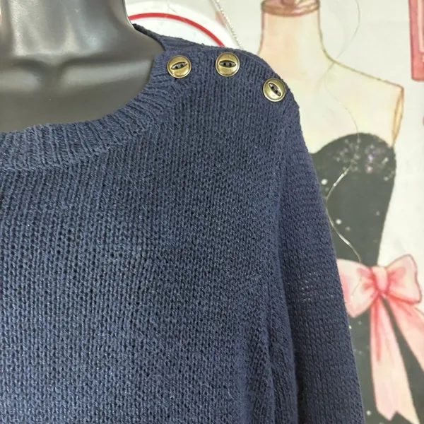 Lauren Ralph Lauren Navy Blue Linen Sweater Size XL - Image 5