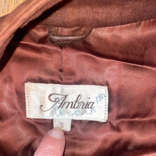 VTG Ambria SUEDE Designer Midi Length Dolman Dress‎ Sz S brown leather - Image 3