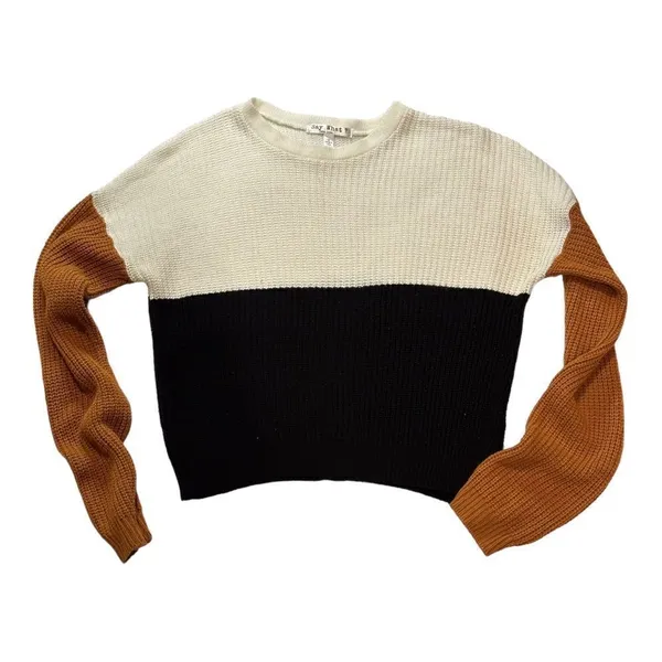 Say What? Color Block Chunky Knit Pull Over Sweater Size Medium - Image 3