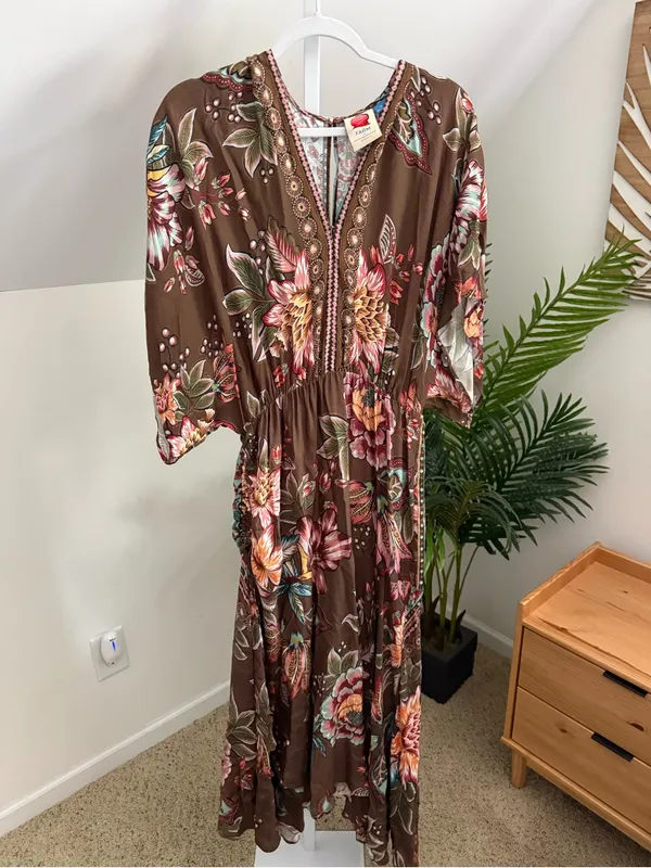 Farm Rio for Anthro Valentina Maxi Floral Dress M - Image 4