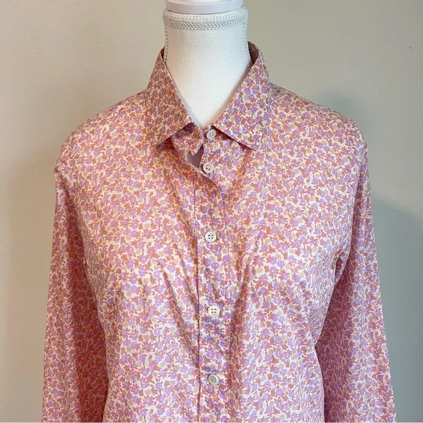 J. Crew Floral The Perfect Shirt Size 6 Long Sleeve Button Down - Image 3