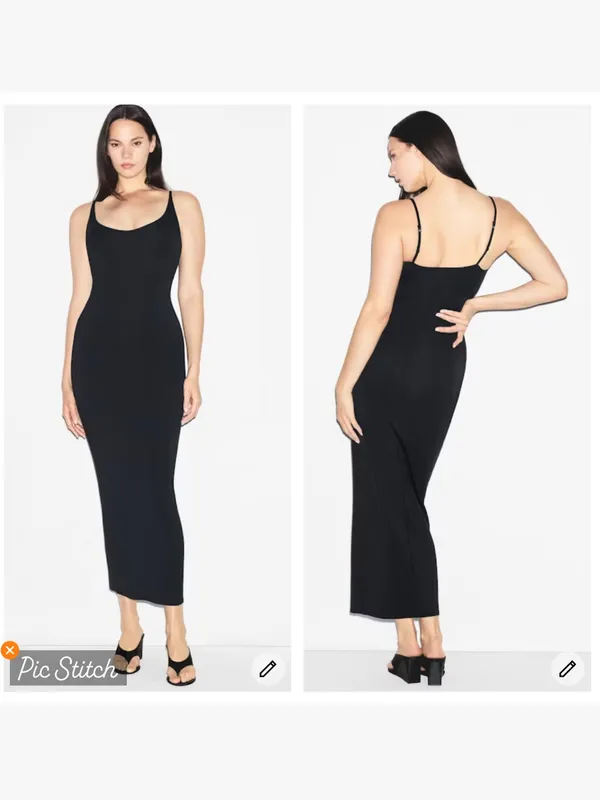 Skims Smooth Lounge Skimpy Scoop Neck Dress Obsidian - Image 2