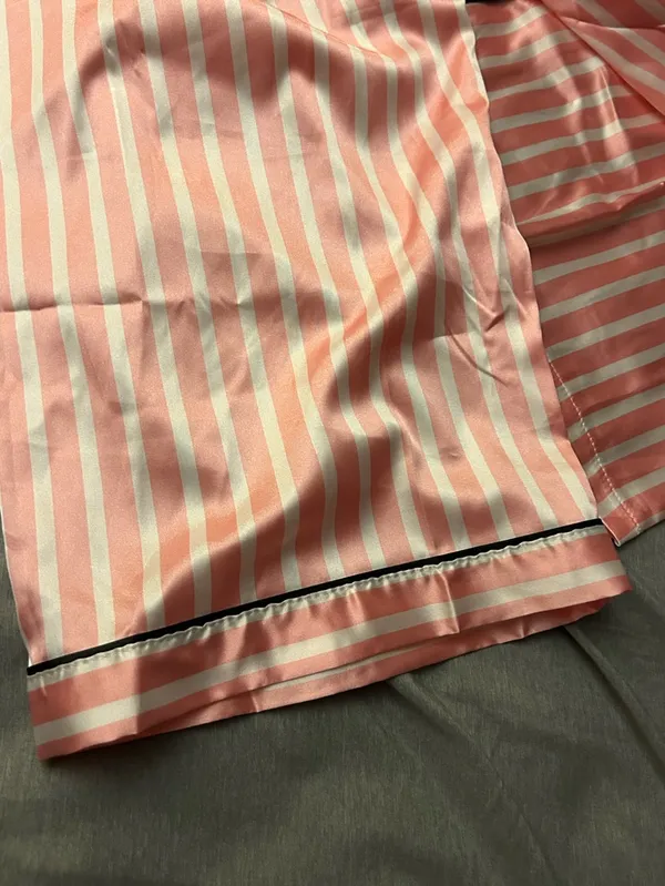 Luxenight Striped Button Up Satin Pajama Set,Size 1X. NWOT - Image 4