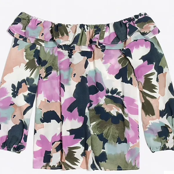 NWT J.Crew Printed Ruffle Convertible Blouse SZ-M - Image 5