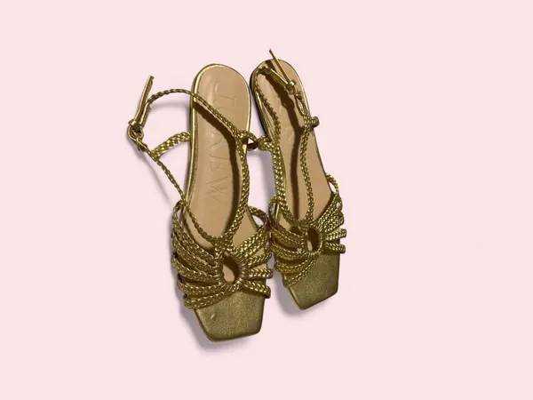 J. Crew Gold Braided-Strap Square-Toe Sandals - Image 4