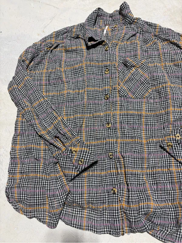 Free people Plaid Button-Up cotton Shirt medium - Image 2