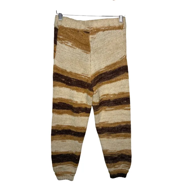 Moon River‎ Knit Jogger Pants Womens Small Brown Striped Tassel Drawstring Boho - Image 4