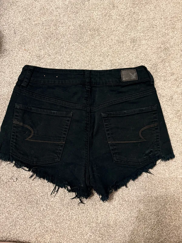 Black American eagle stretch denim shorts - Image 2