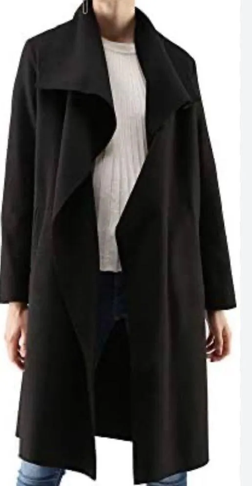 Chicwish Free myself open front black wool blend coat size large - Image 2
