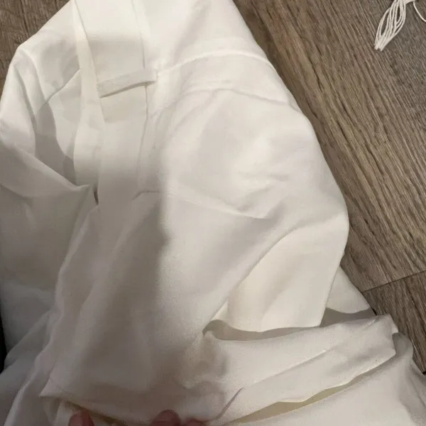 Commense Wide Leg Pleated White Cotton Pants High Waist Pants Size M - Image 10
