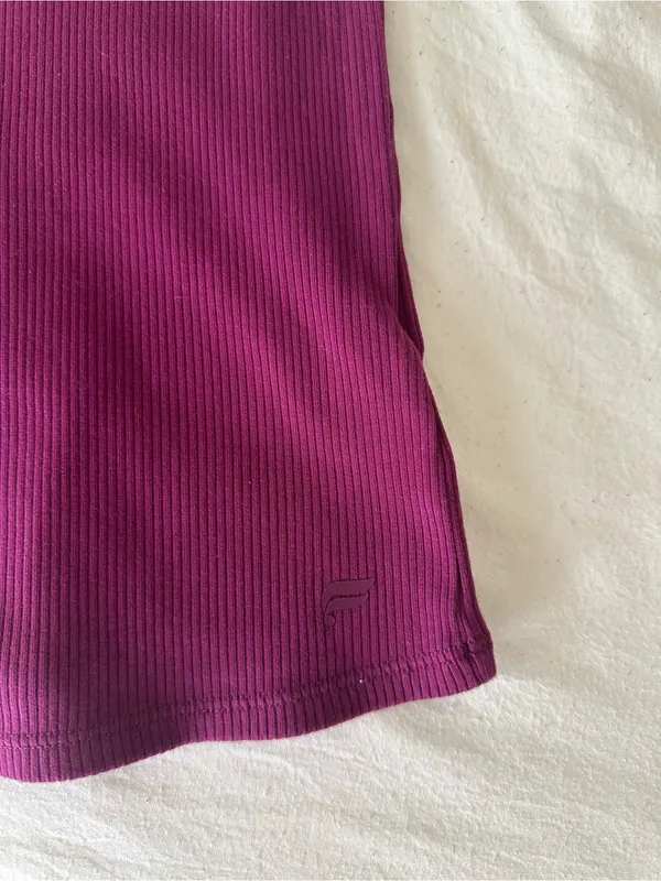 Fabletics Ribbed Square-Neck Tank Top in Deep Berry - Image 2