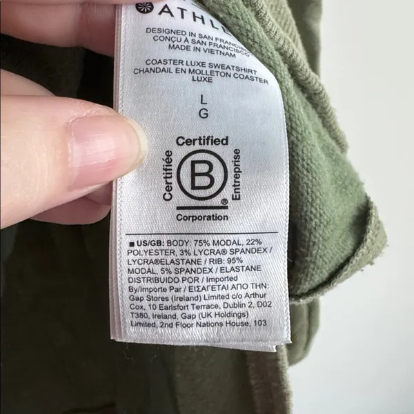 Athleta Olive Crew Neck Sweatshirt Size L - Image 5