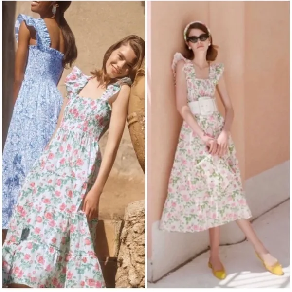Hill‎ House Home Nap Dress Womens XXL White Pink Floral Ellie Smocked Midi Dress - Image 9