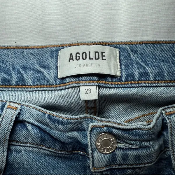 AGOLDE Nico High Rise Slim Jeans Womens 28 Blue Button-Fly Denim Distressed - Image 4