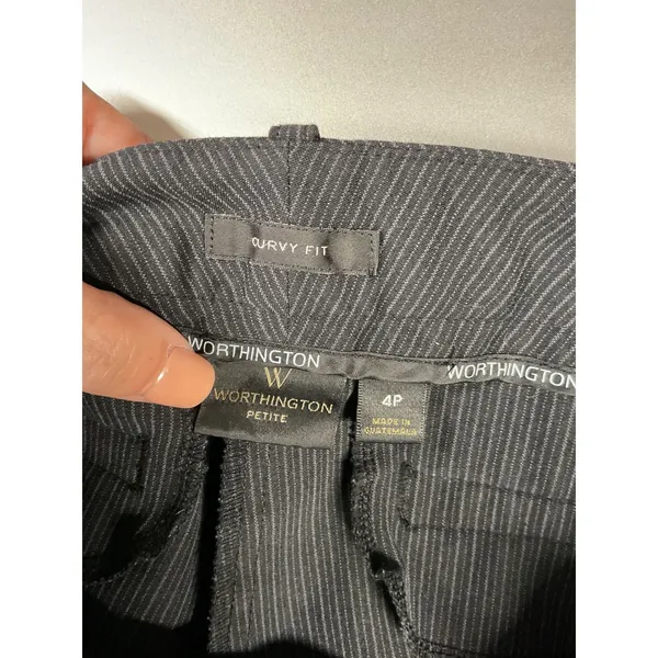 Worthington Womens Dress Pants Gray Pinstripe Curvy Fit Petite 4P - Image 4