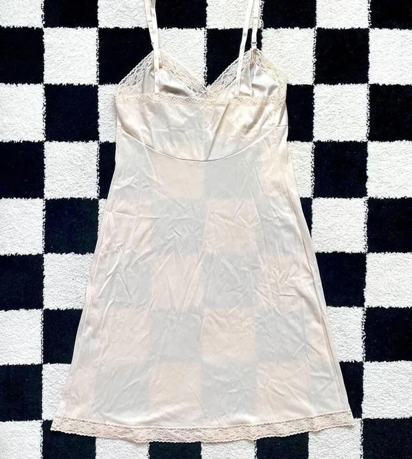 Vintage Cream Slip Dress - Image 2