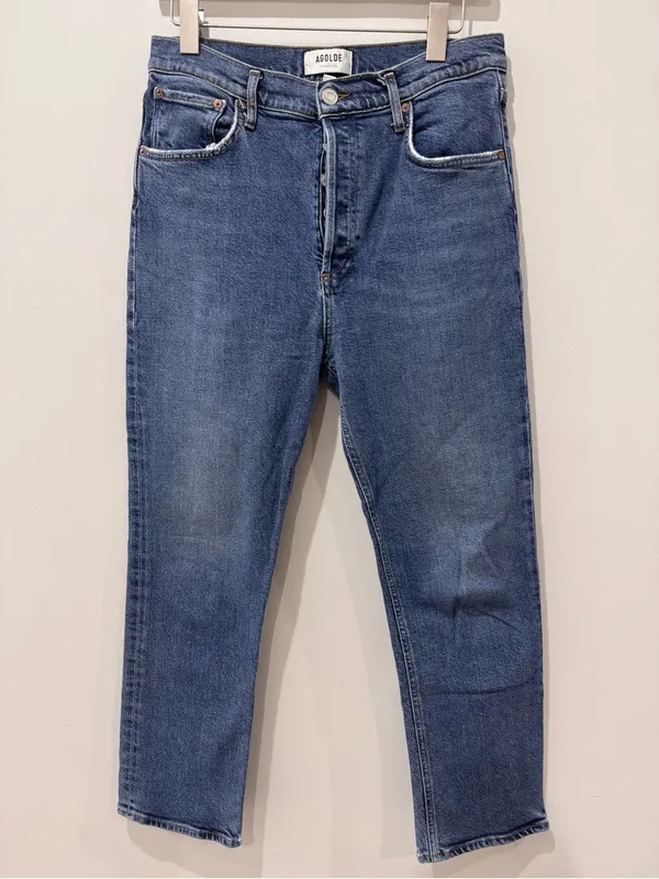 Agolde Size 29 Riley High Rise Straight Crop (Weightless Stretch) Medium Wash - Image 2