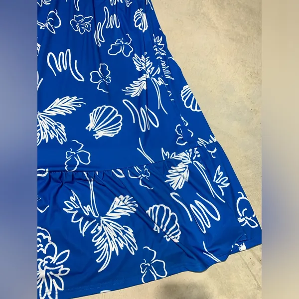 NWT Grace Karin Blue ocean Floral Halter Maxi Dress large - Image 5