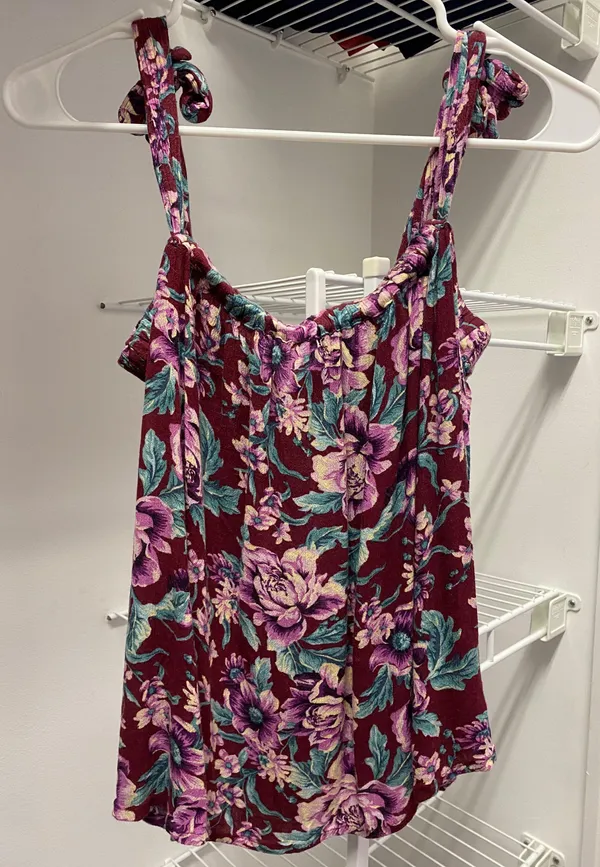 American Eagle Outfitters Floral Purple Strapless Top - Image 2