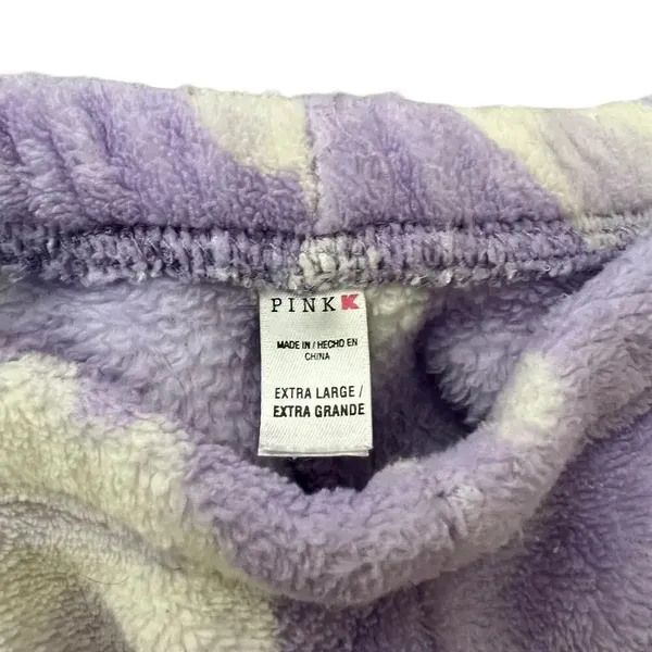 Victoria's Secret Pink Women's XL Lavender‎ Cloud Print V-Neck Fleece Pajama Set - Image 7
