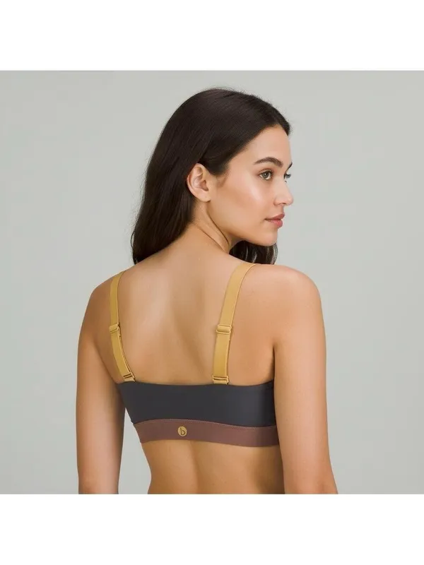 Cotton On Body Straight Up Longline Sports Bra - Graphite Grey & Golden Yellow M - Image 2