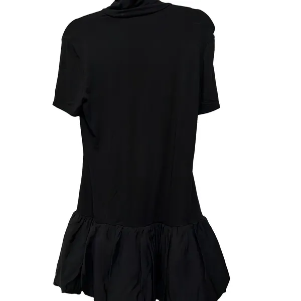 REFORMATION Dana Knit Funnel Neck Bubble Hem Mini Dress Black Balletcore XL - Image 6