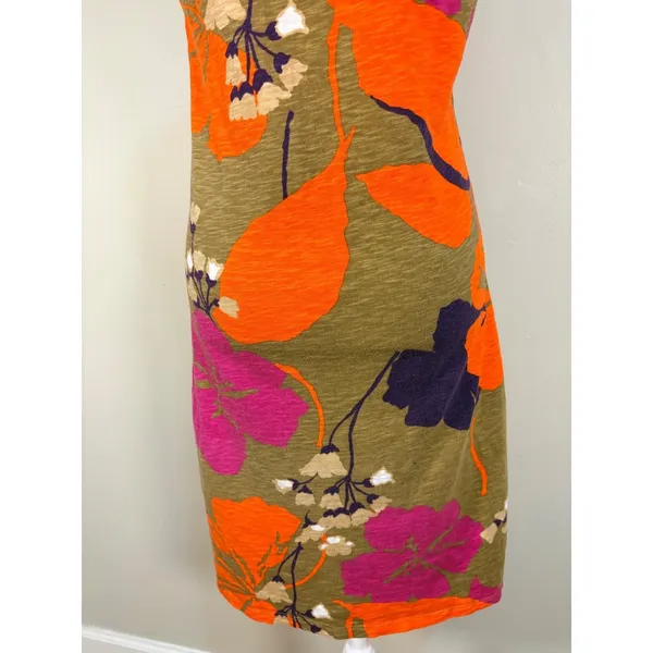 Boden Floral Shift Dress‎ 6L Green Orange V-Neck Crochet Trim Cotton Excellent - Image 10