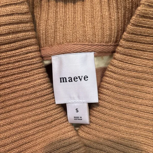 Maeve Anthropologie Cotton Boxy Oversize V-Neck Top‎ Sz S Stripe Butter Yellow - Image 4