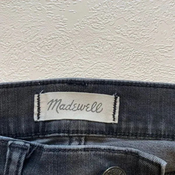 Madewell Black Skinny Jeans Distressed Raw Hem Stretch Denim - Image 3