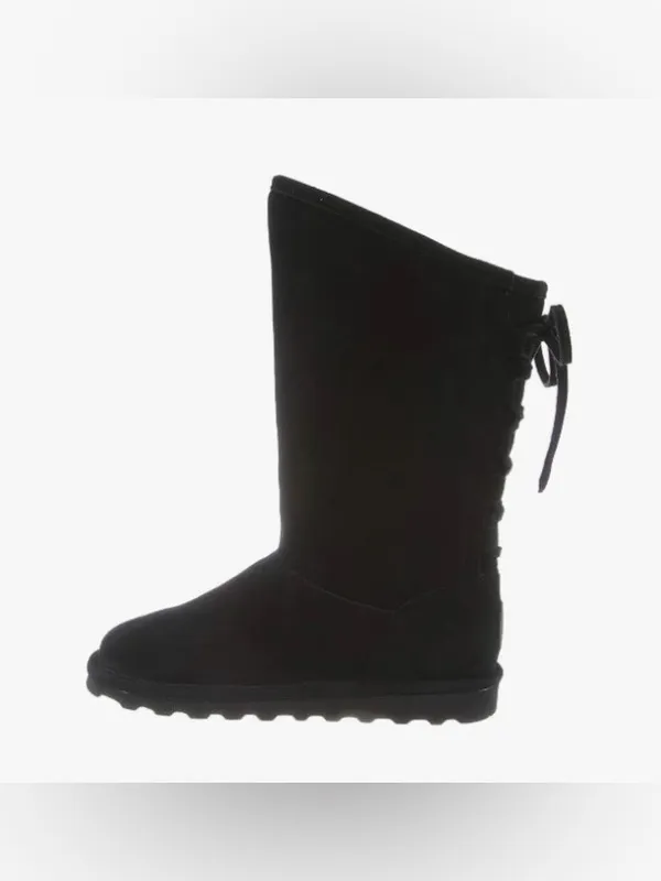 BearPaw Black Tall Women's Suede-Look Boot with Back Bow Size 6.5 - Image 4