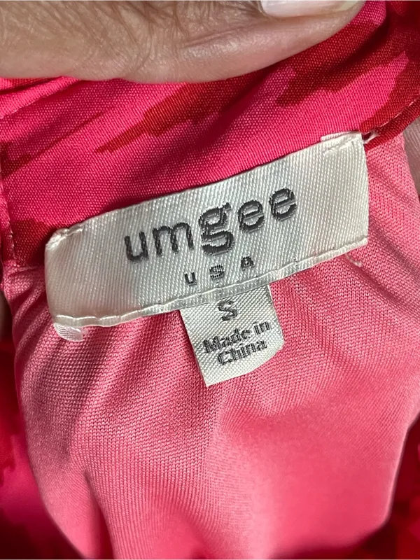 UMGEE | Hot Pink Chevron Print Tiered Halter Maxi Dress Sz S - Image 10
