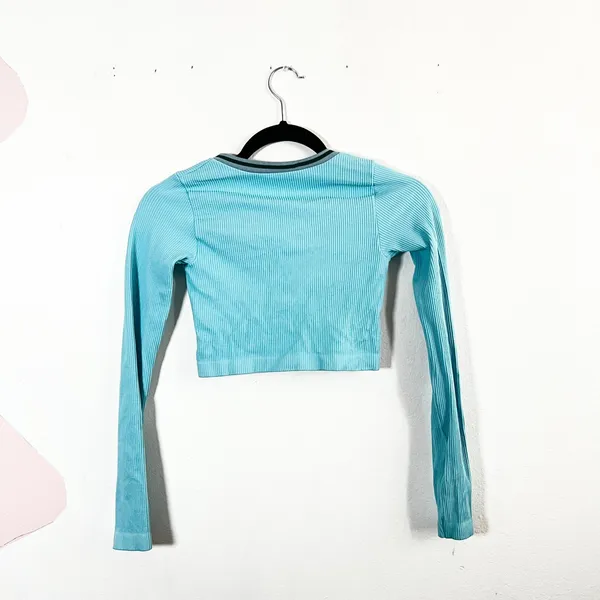 Urban Outfitters Out From Under Go For Gold‎ Baby Blue Seamless Long Sleeve Top - Image 4