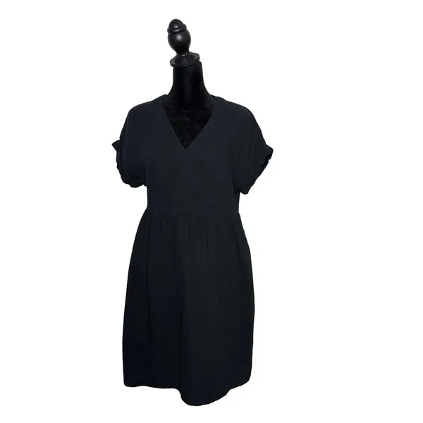 Universal Thread Cotton Gauze Babydoll Dress Womens XS Black BOHO Minimalist - Image 5