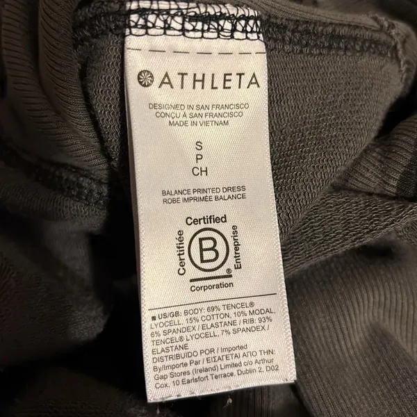 Athlete Dresses Athleta Camo Balance Dress Sz S Black Luxe Long Sleeve Pockets - Image 9