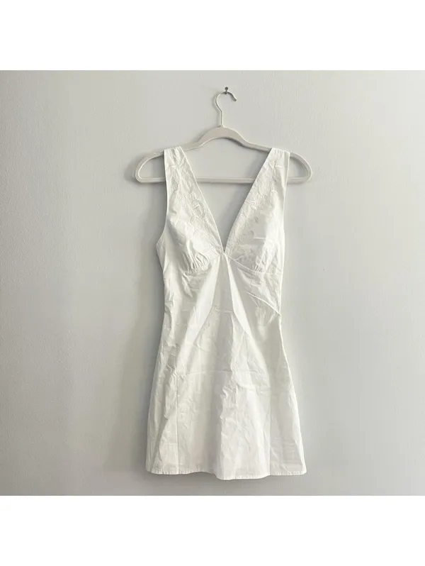 Princess Polly Florien Broderie Mini Dress in White - Image 2