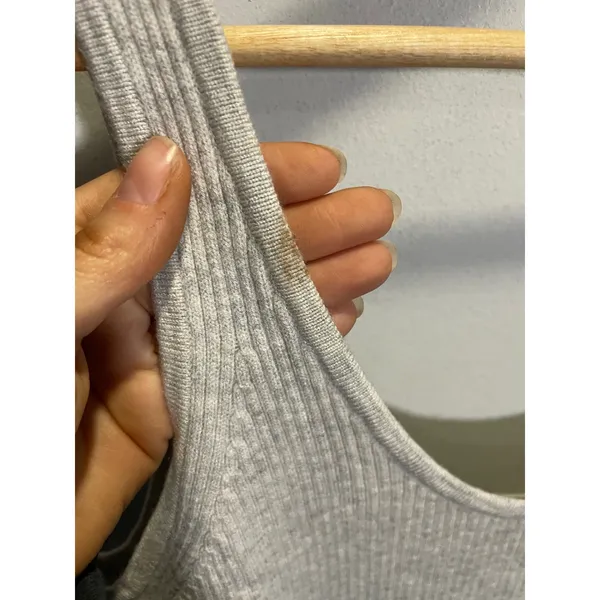 A New Day‎ Ribbed Tank Dress Womens XL Gray Midi Bodycon Side Slit Minimalist - Image 6