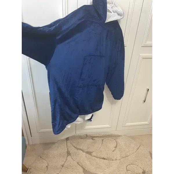 Oversized Wearable Blanket Hoodie Sweatshirt Blue‎ Unisex - Image 3