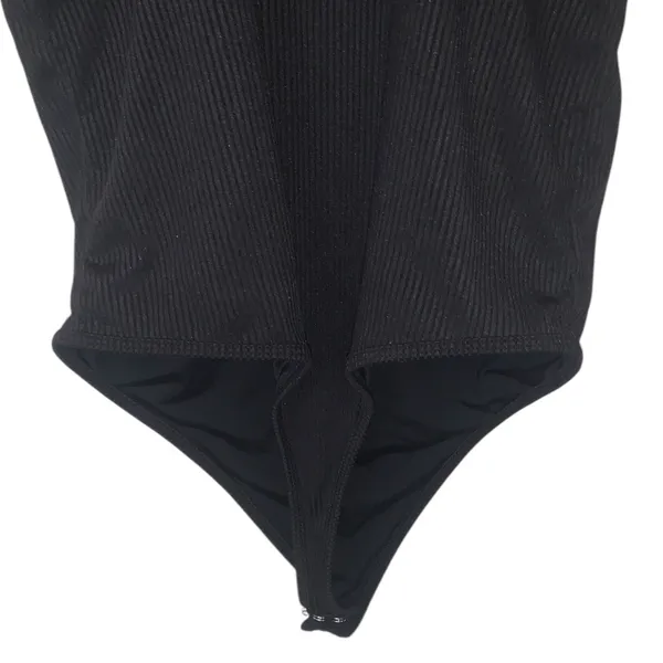 KN Klassy Network Large Black Ribbed Bram Bodysuit Snap-Button - Image 5
