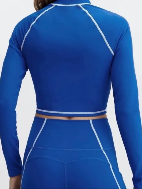 NWT Fabletics Yasmin Long Sleeve Cropped Mock Neck Royal Blue Actviwear Top XL - Image 6