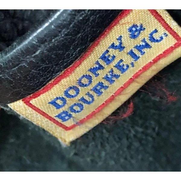 Vintage Dooney & Bourke AWL Black Tan Leather Zip Satchel Shoulder Bag USA - Image 2