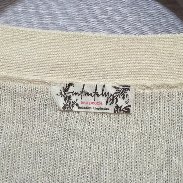 Intimately Free People Cream Ribbed Knit V-Neck Button Crop Top XS Ivory - Image 4