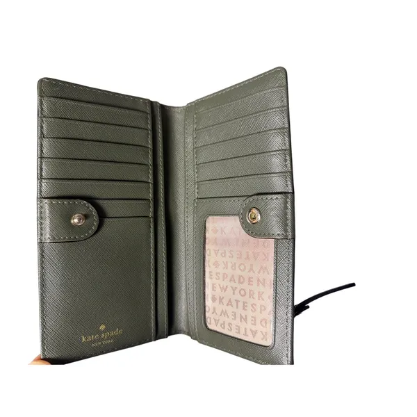 Kate Spade Green Leather Bifold Wallet - Image 5