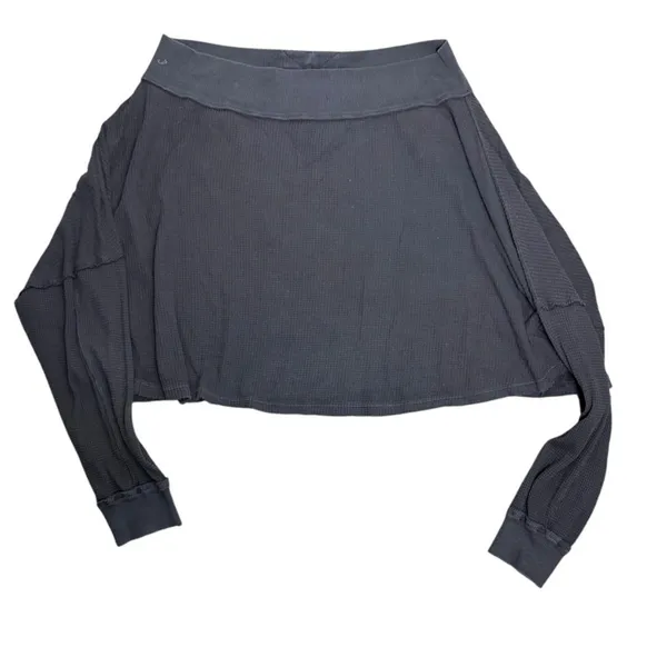 Free People We the Free Close to You Waffle Off Shoulder Top Grey Large - Image 3