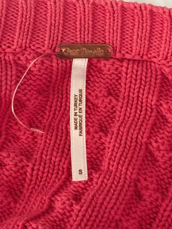 Free People Tuesday Cable Crop Sweater in Red - Image 4