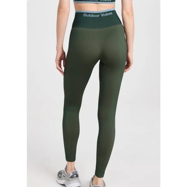 Outdoor Voices Seamless Ribbed 7/8 Length Leggings Green Women’s Size Large - Image 2