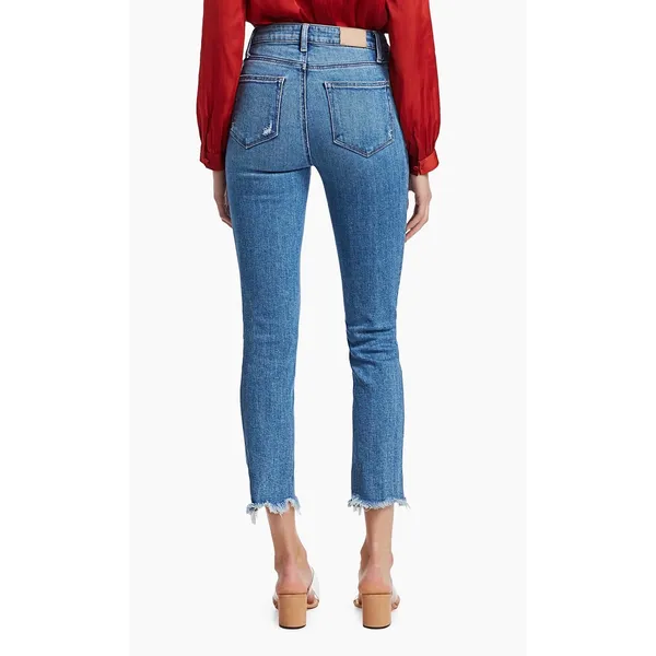 Paige Cindy High‎ Rise Straight Leg Jeans Mel Destroyed Raw Hem 24 - Image 2