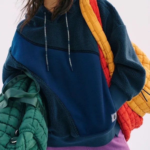 NWT Free People Sprint To The Finish Cozy Hoodie in Midnight Navy Combo - Image 3
