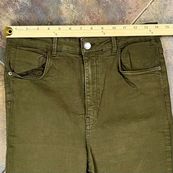 Zara High-Rise Skinny Olive Green Jeans 10 - Image 2